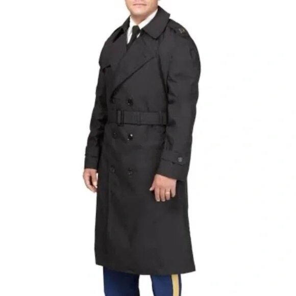 Defense Logistics Agency Garrison Collection Black Trench Coat Men 38S W Liner - Picture 1 of 10